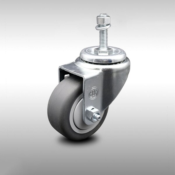 3 Inch SS Thermoplastic Rubber Wheel Swivel 10mm Threaded Stem Caster SCC